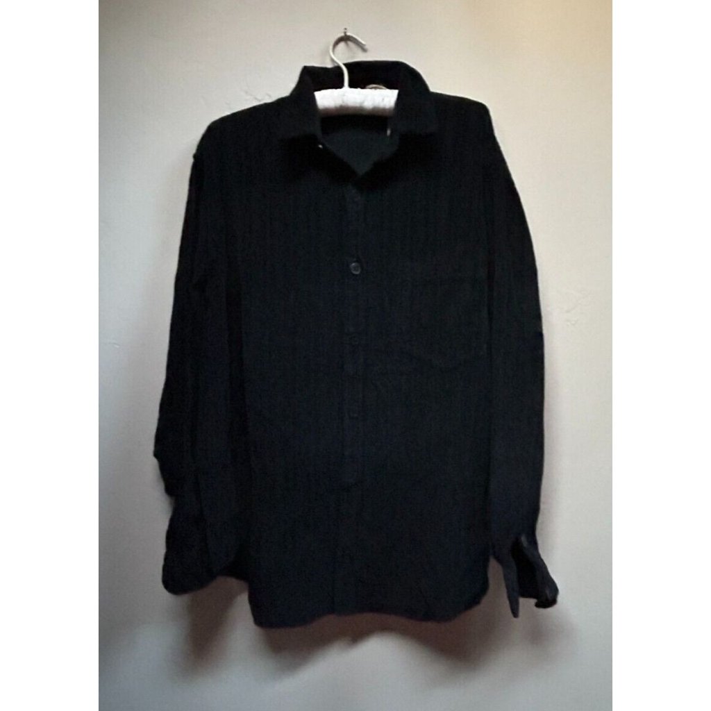New Cp Shades Medium Joss Black Corduroy Button Up Shirt Long Sleeve 1225-593